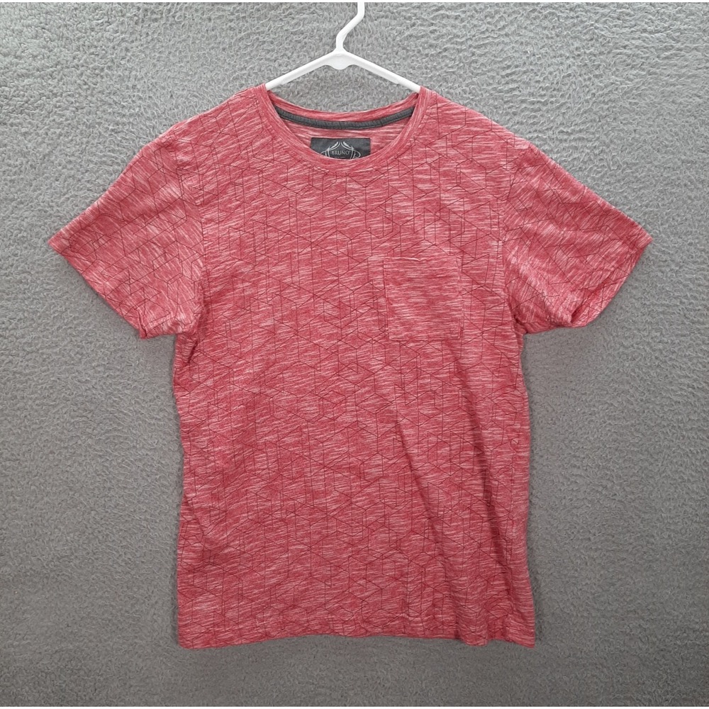 Bruno Shirt Adult Large Red White Geometric Lightweight‎ Stretch Preppy Workwear